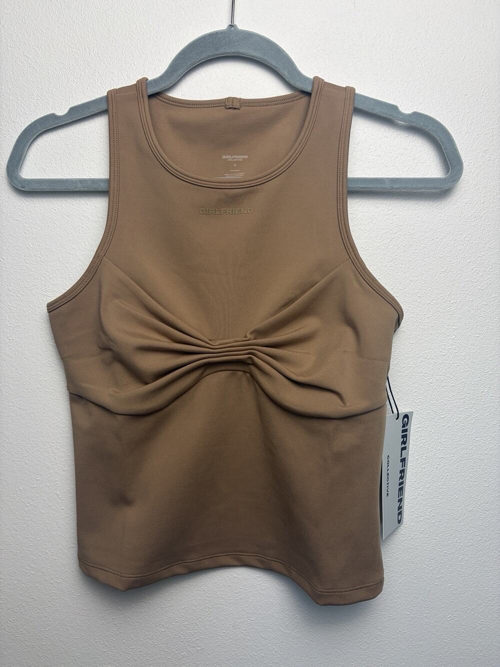Girlfriend Collective 3101 Ruched Tank Top Women M Brown NWT
